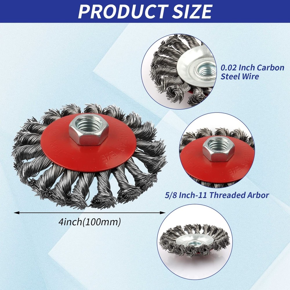 Heavy Duty 3 Pack Angle Grinder Wire Wheel Brush Set - Rust & Surface Cleaning