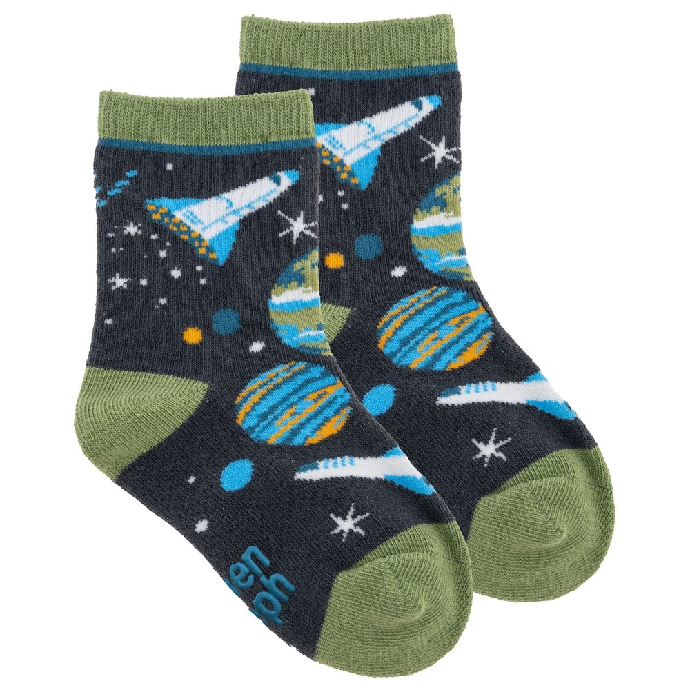 Stephen Joseph Baby Crew Socks, Black Space, Small