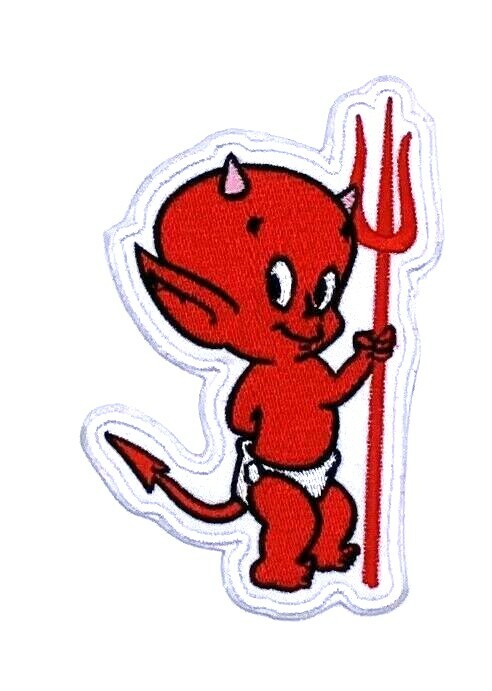 Devil with Pitchfork Motorcycle Rock Punk Embroidered Vest Patch Q-2