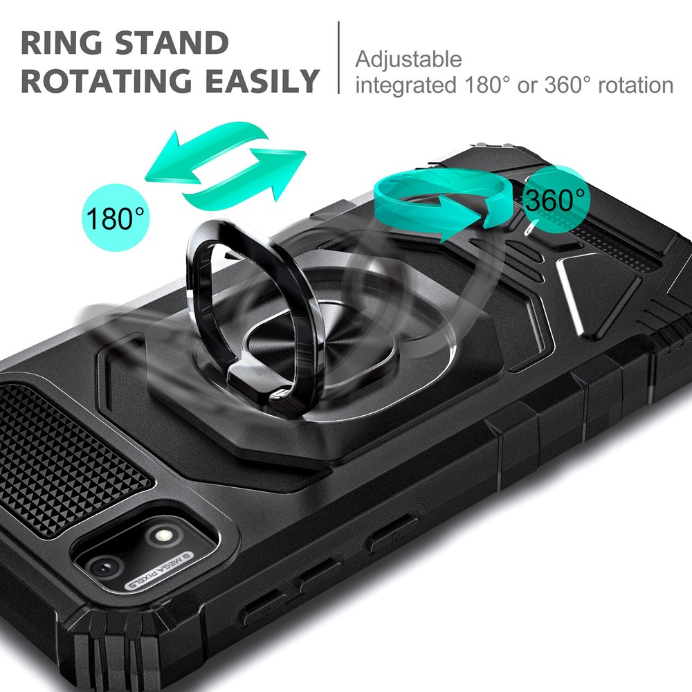 For Cloud Stratus C7 Case Ring Stand Phone Cover with Tempered Glass Protector