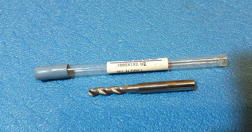 .1880"  3-FLUTE  CARBIDE DRLLL, SELF CENTERING POINTED