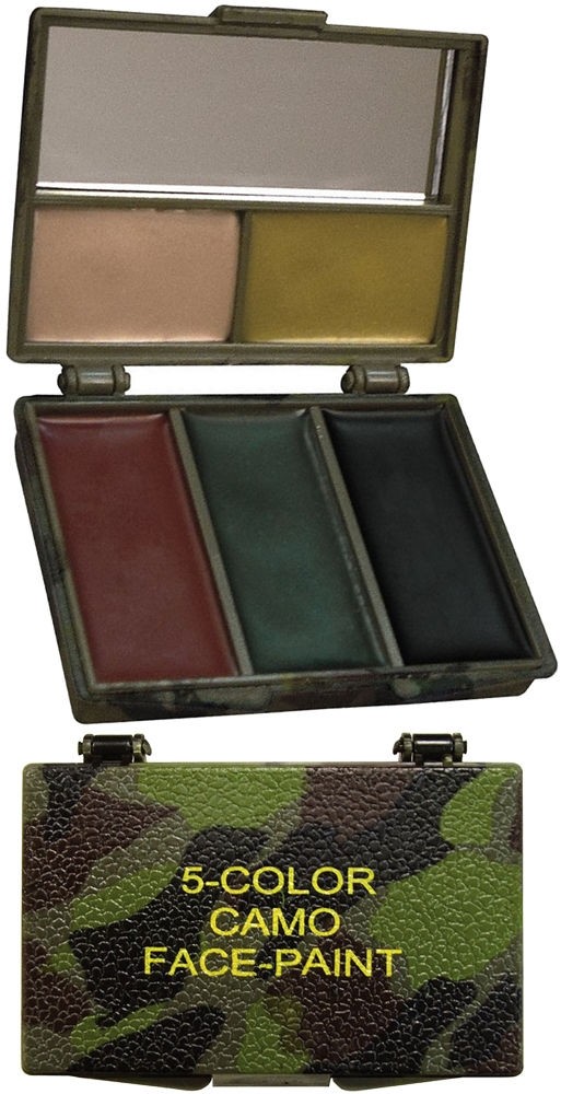5 Color Camouflage Face Paint with Case & Mirror