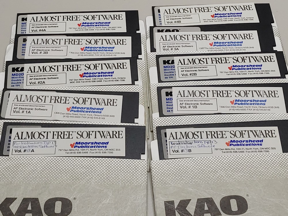 Vtg Computing 5.25" Diskettes – Moorshead "Almost Free Software" Disks