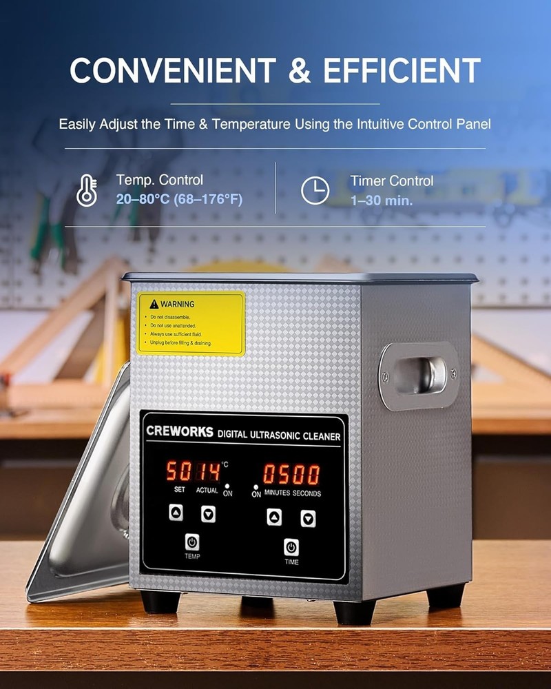 2L Sonic Cleaner for Jewelry, Glasses, Retainers with Powerful Heating Function