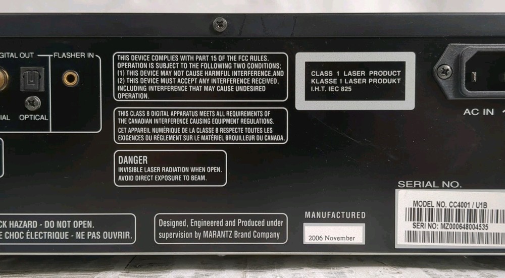Marantz CC4001 5 5-Disc Compact Disc Player CD Changer | Tested/Works!