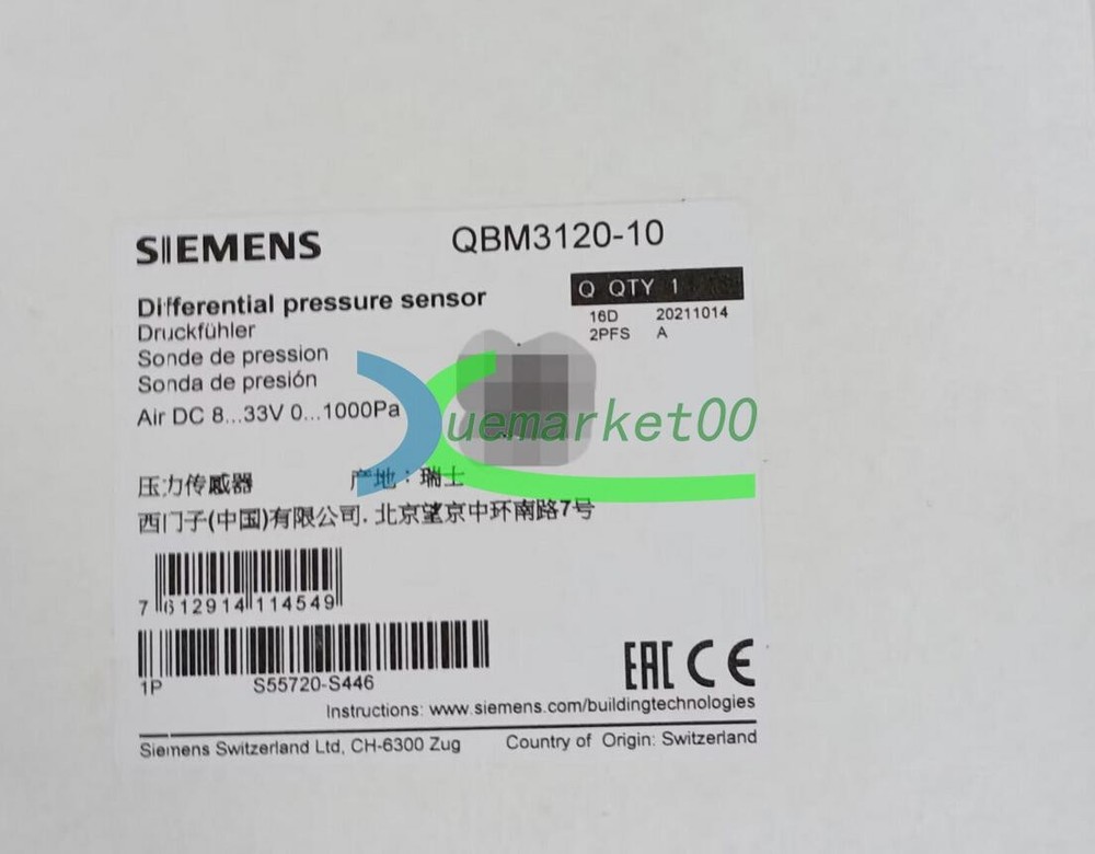 1PC NEW Siemens QBM3120-10 difference pressure sensor