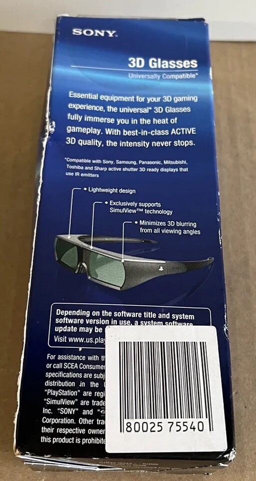 Sony CECH-ZEG1E Active Rechargeable 3D Glasses for PS3 Playstation 3 3D TV