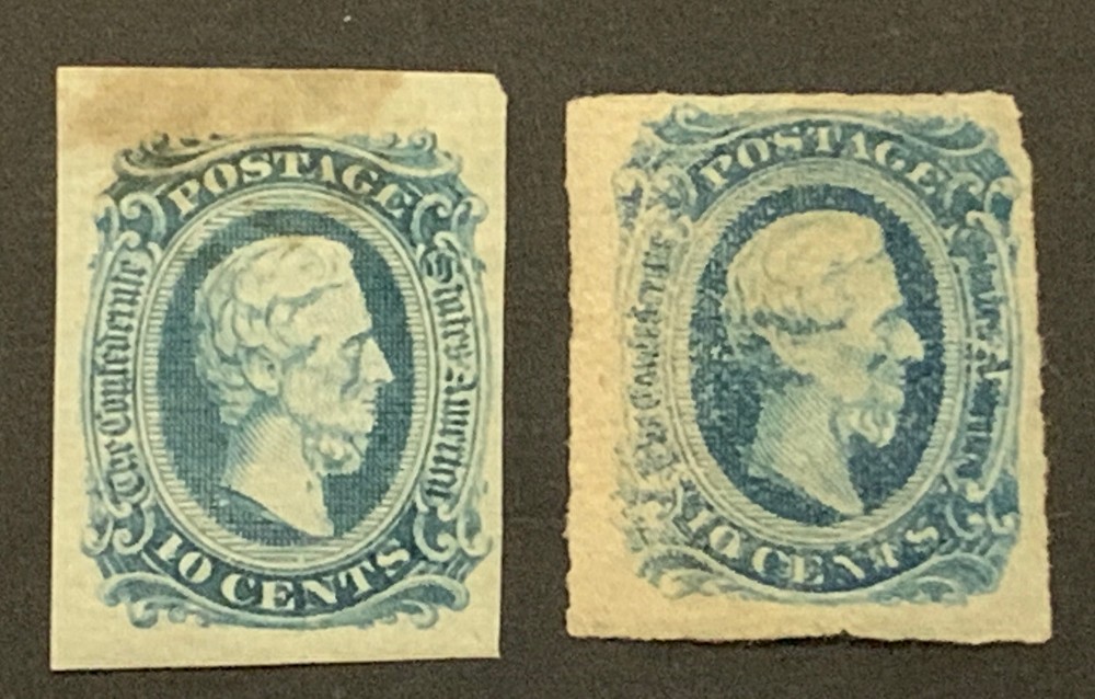 Travelstamps: US Stamps CONFEDERATE CSA SCOTT #11 & 12 MINT NG, 10 Cent