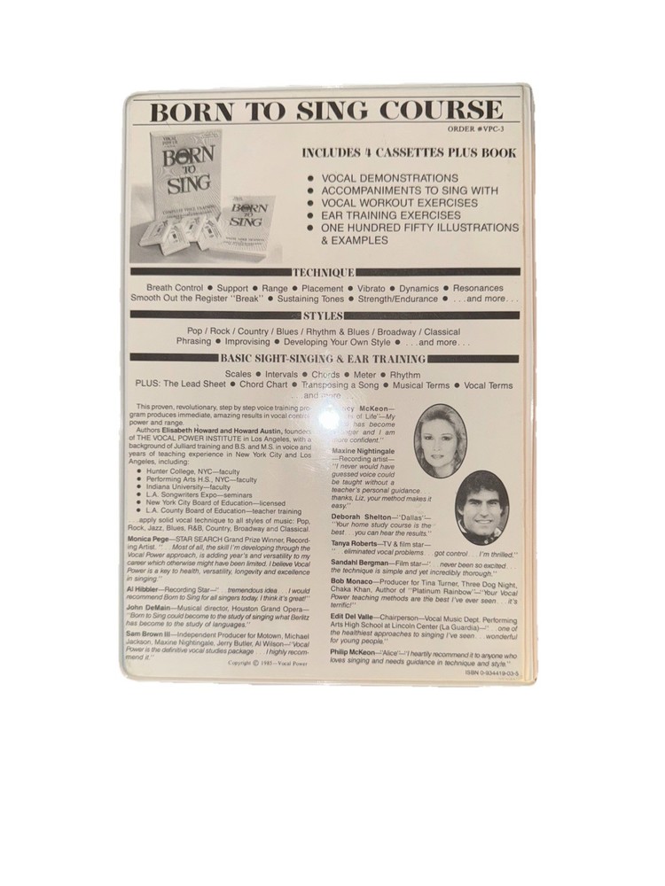 Born to Sing Course 4 Cassettes & Instruction Book by E. Howard & H. Austin EUC