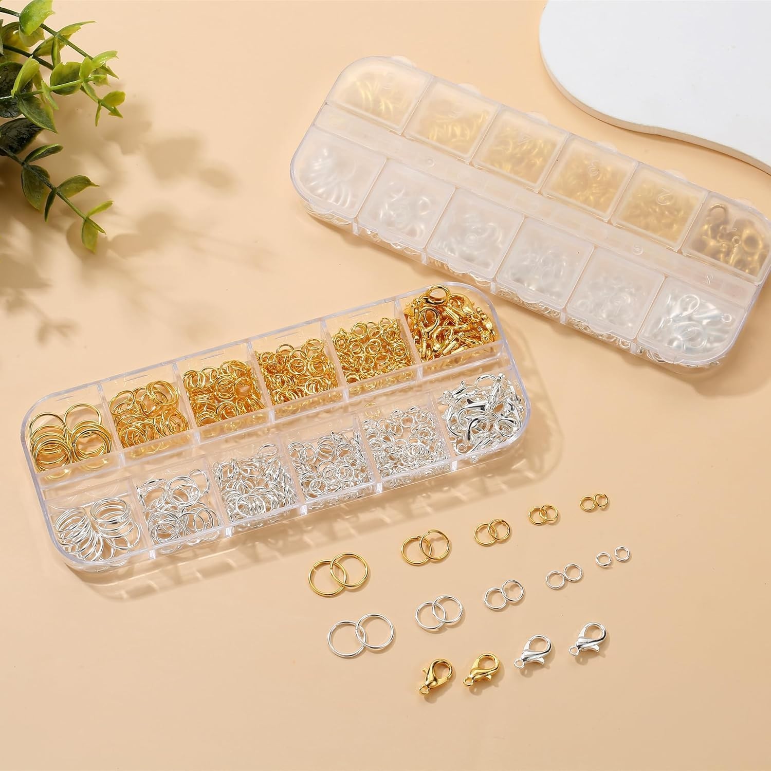 1200 Pcs Jump Rings for Jewelry Making Supplies, Necklace Repair Kit with Open/C