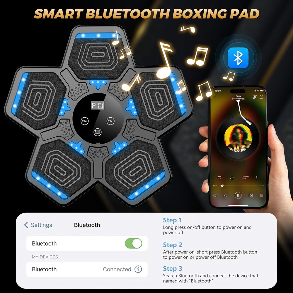 Compact Multi-Function Boxing Machine for All Skill Levels - Music Enabled