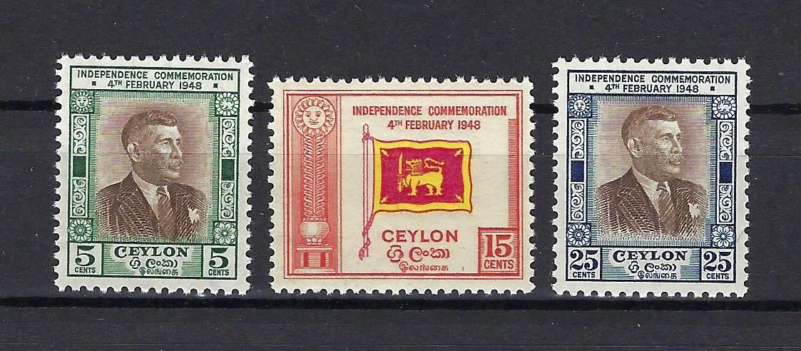 Ceylon 1948 Sc# 301-03 Senanayaka Independence National flag MNH
