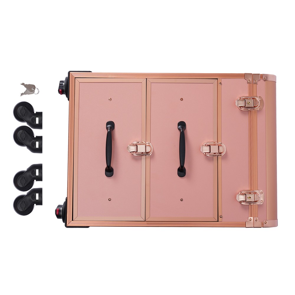 Rolling Makeup Case Train Case for Make-Up Artists Nail Technicians Beauticians