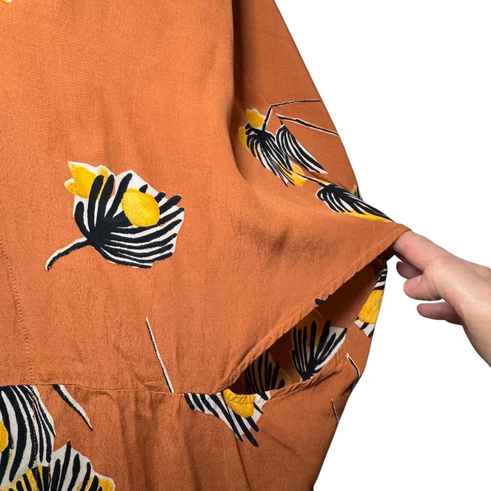 BEL KAZAN Anthropologie Exclusive Print "LOIS" Orange Kaftan Duster Kimono