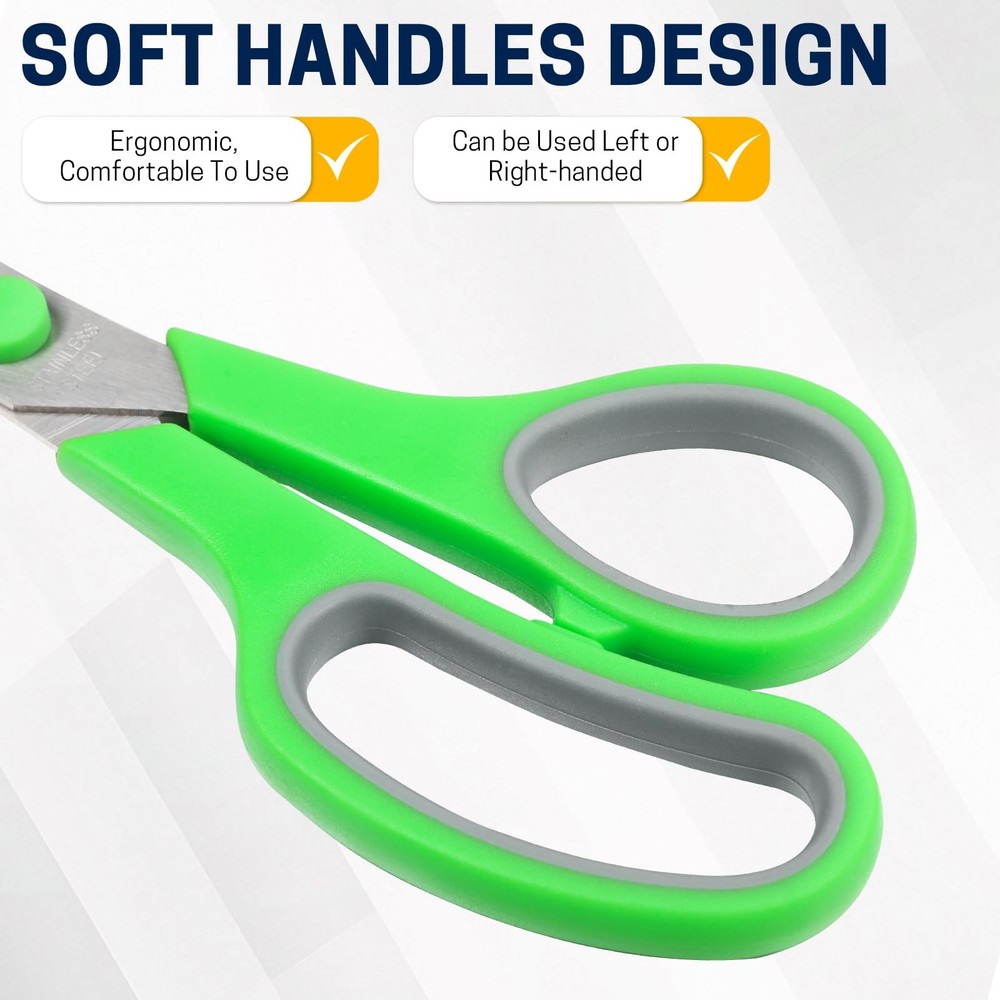 5-Pack, 8 Scissors All Purpose Comfort-Grip Handles Sharp Scissors for Office...