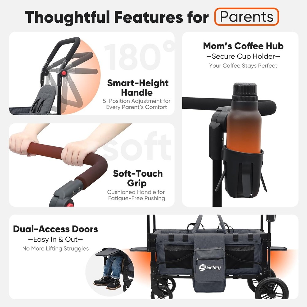 Stroller Wagon Convertible 2 Kids Canopy
