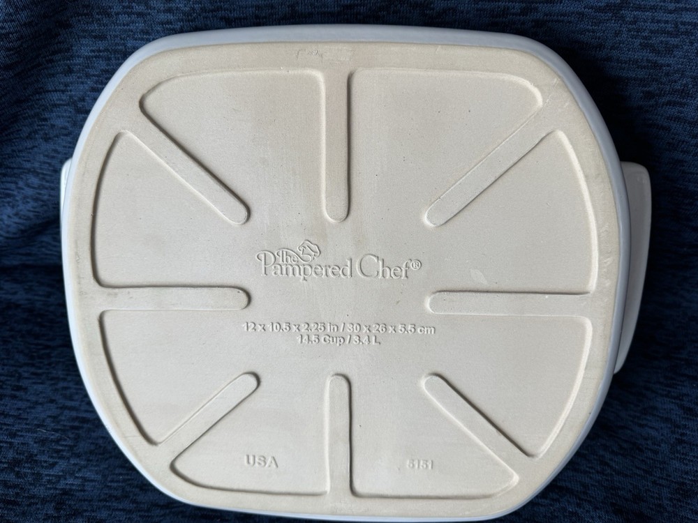 Pampered Chef Ceramic Rectangle Baking Dish - Oven Safe, 14.5 Cup, White