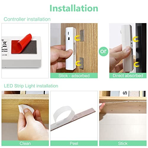 Dual Motion Sensor Under Bed Lights,Rechargeable 16.4ft White Warm White