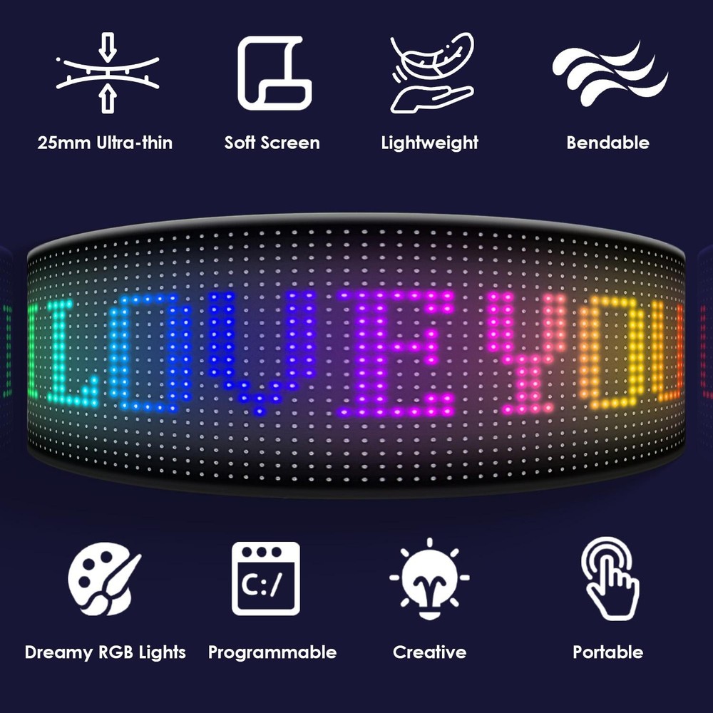 2Pack 20x64 Matrix Devil Eyes Lights f/ Car Ultra-thin Programmable LED