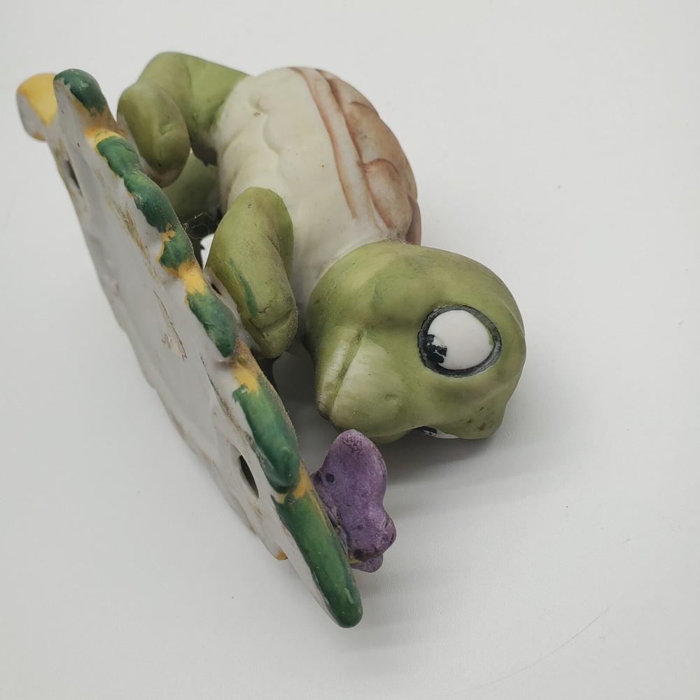 Ceramic Turtle with Butterfly on Leaf Figurine