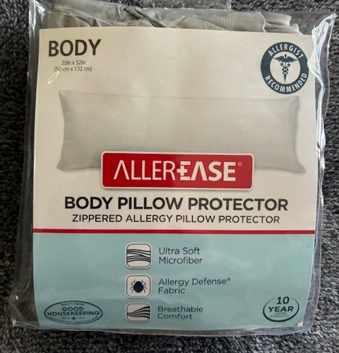 ALLEREASE "BODY" Zippered Pillow Protector light grey ONE (1) 20”x52”