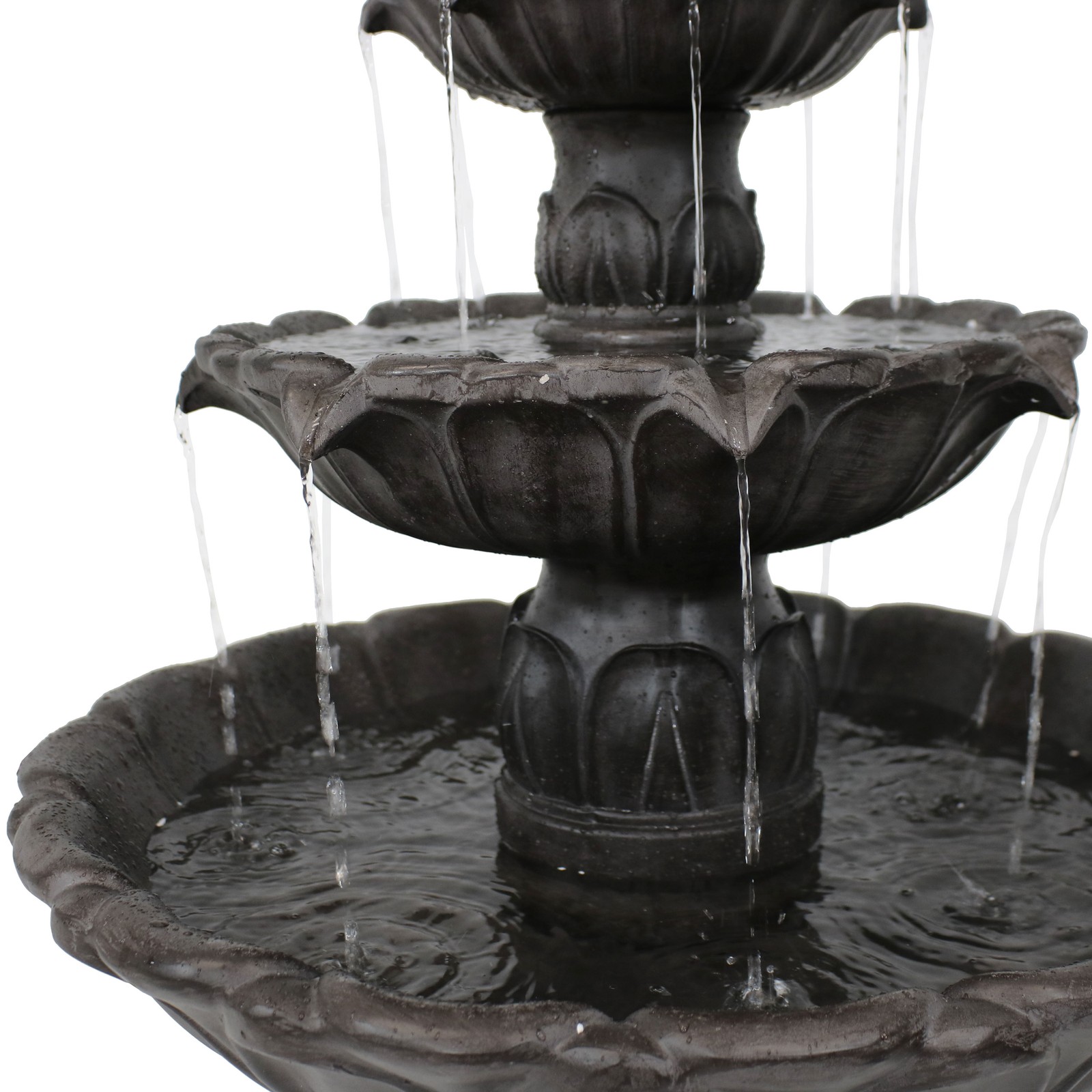 Sunnydaze Classic Tulip 3-Tier Outdoor Fountain, Dark Brown
