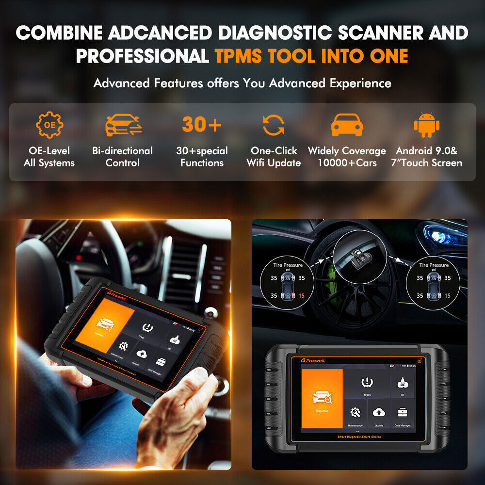 FOXWELL NT809TS OBD2 Scanner Diagnostic Tool TPMS Programming Car Bi-Directional