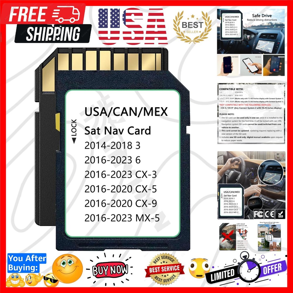 Upgraded Navigation SD Card - , Offline GPS Map & HUD Support, Compatible wit...