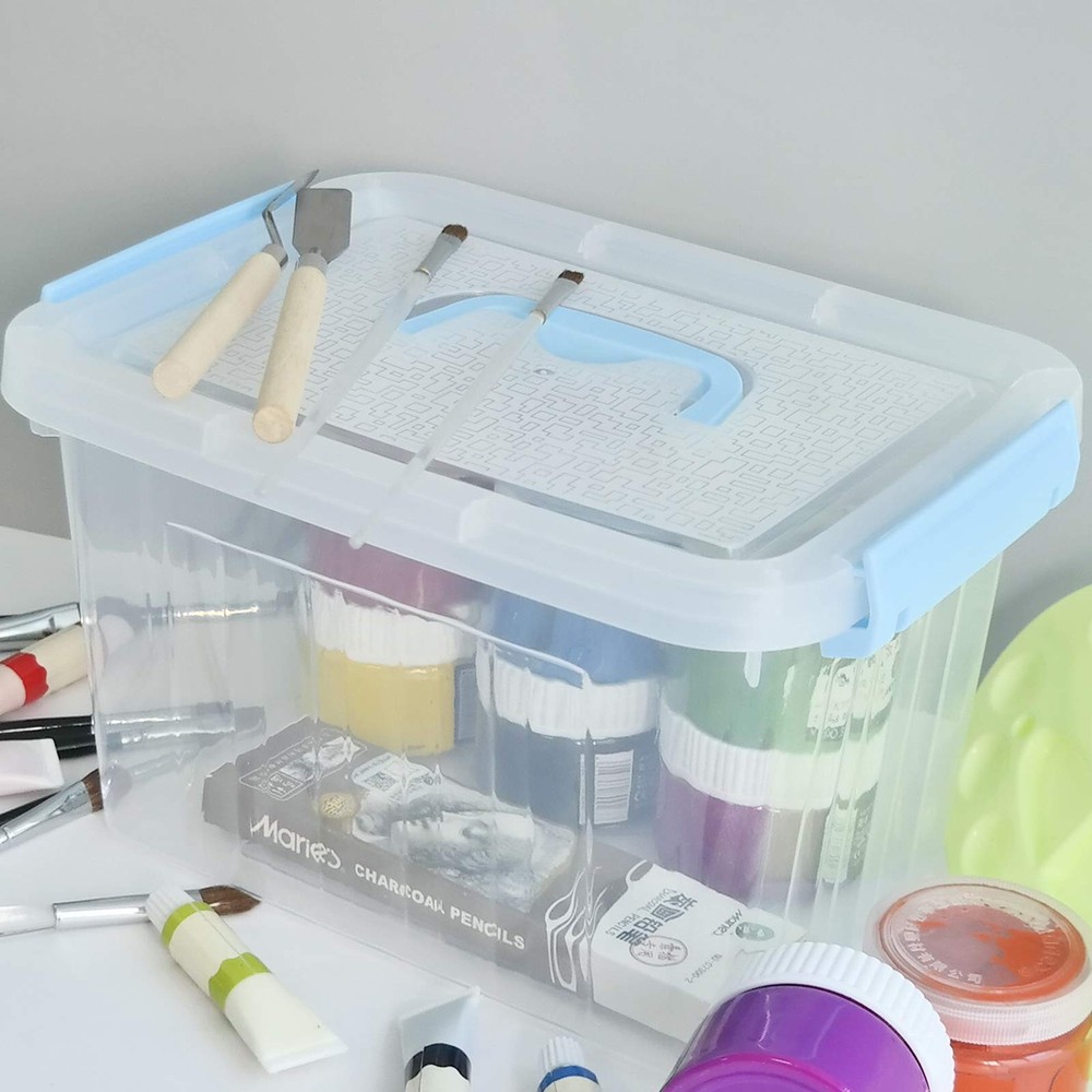 2-Pack 12-Quart & 6-Quart Lidded Storage Bin Plastic Latching Container