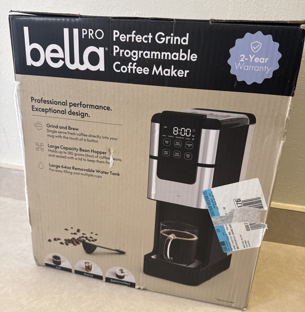 Bella Pro Programmable Single-Serve Coffee Maker w/ Integrated Burr Grinder