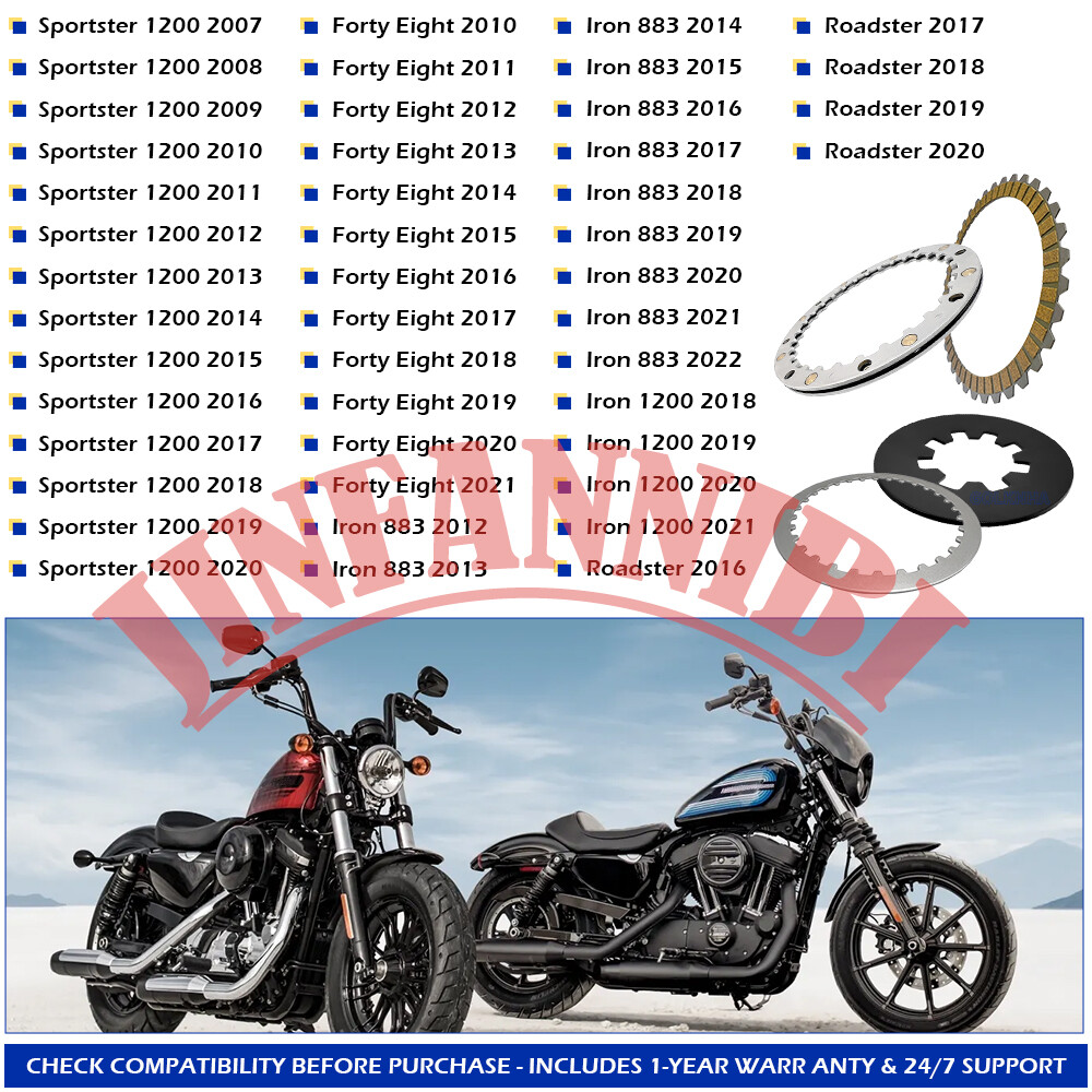 Complete Clutch Plates Kit Set for Harley Sportster 883 1200 1991-2020 #37977-90