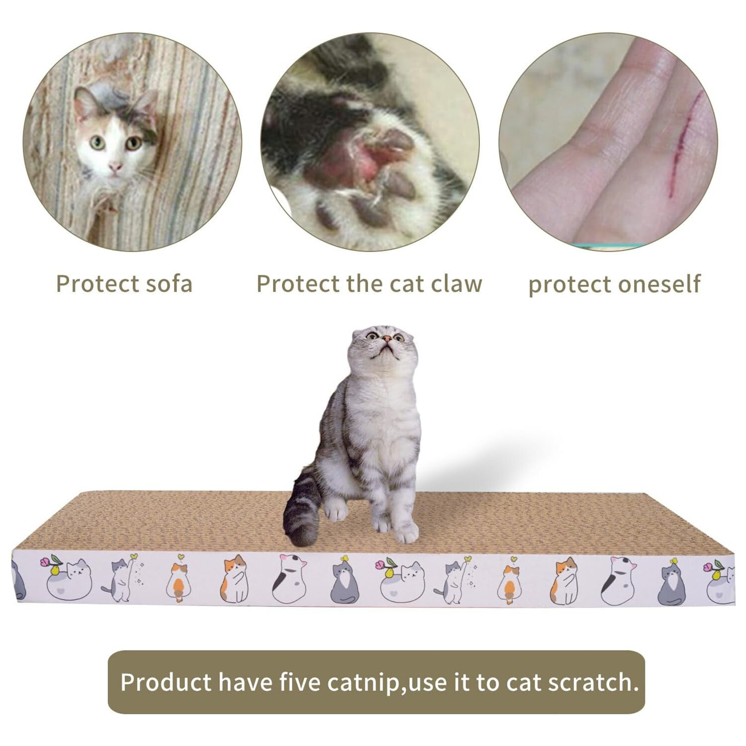 2x 5x Cat Scratch Pad Cat Scratcher Cardboard with Catnip Reversible Recyclable
