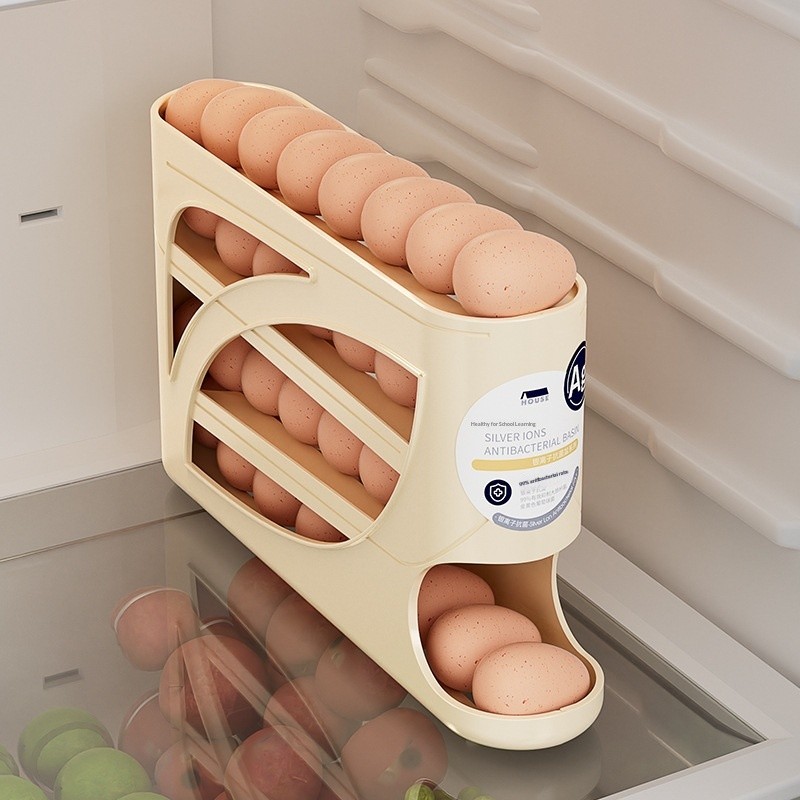 Egg storage box, kitchen multi-layer inclined mouth automatic egg roller