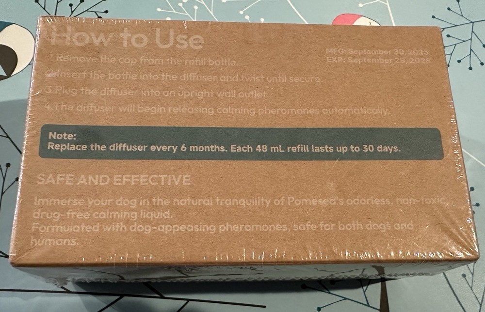 Dog Calming Diffuser Pamesea Phermone Based Formula 700 Sq Ft.
