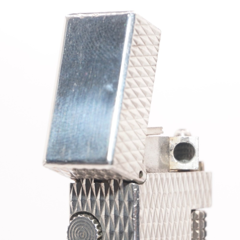 Dunhill Lighter LONGBOY Silver Diamond Pattern _Ultrasonically Cleaned_Working