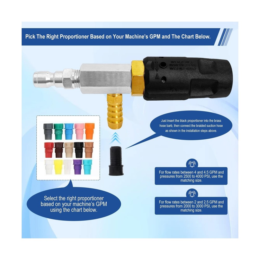 Adjustable Long Range Nozzle for Pressure Washer, Downstream Injection Spray ...