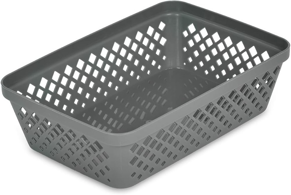Glad Plastic Storage Basket Set - Multipurpose Drawer Trays, Medium, Grey