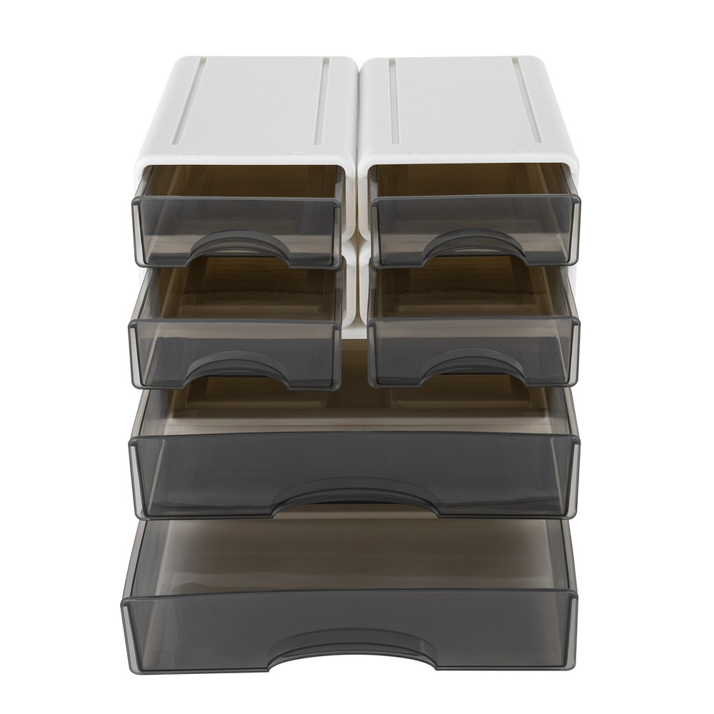 6 Drawer Office Storage Box Plastic Drawers Storage Drawers Stackable Storage