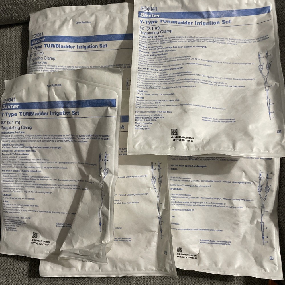 2 BAXTER Y-Type TUR/Bladder Irrigation Set 82' 2C4041