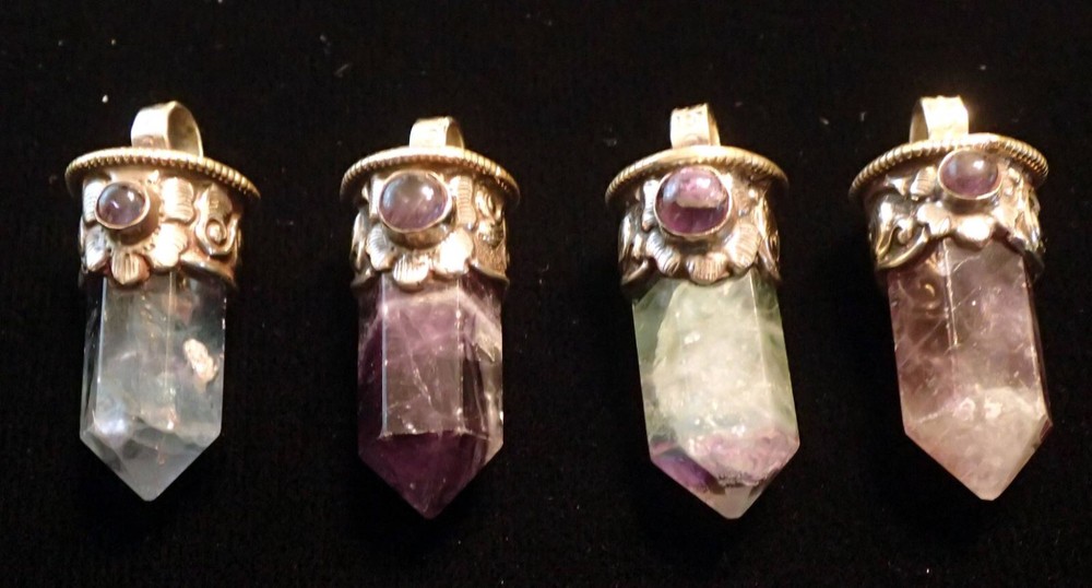 ONE Florite Crystal Point in Silver Pendant