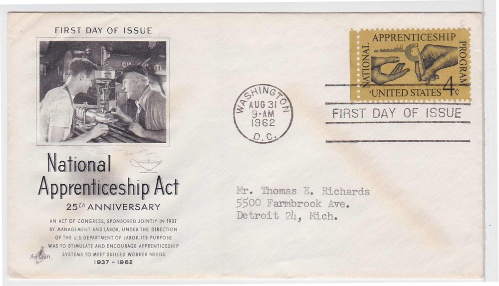 TurtlesTradingPost- Apprenticeship - 1962 #1201 FDC Artcraft
