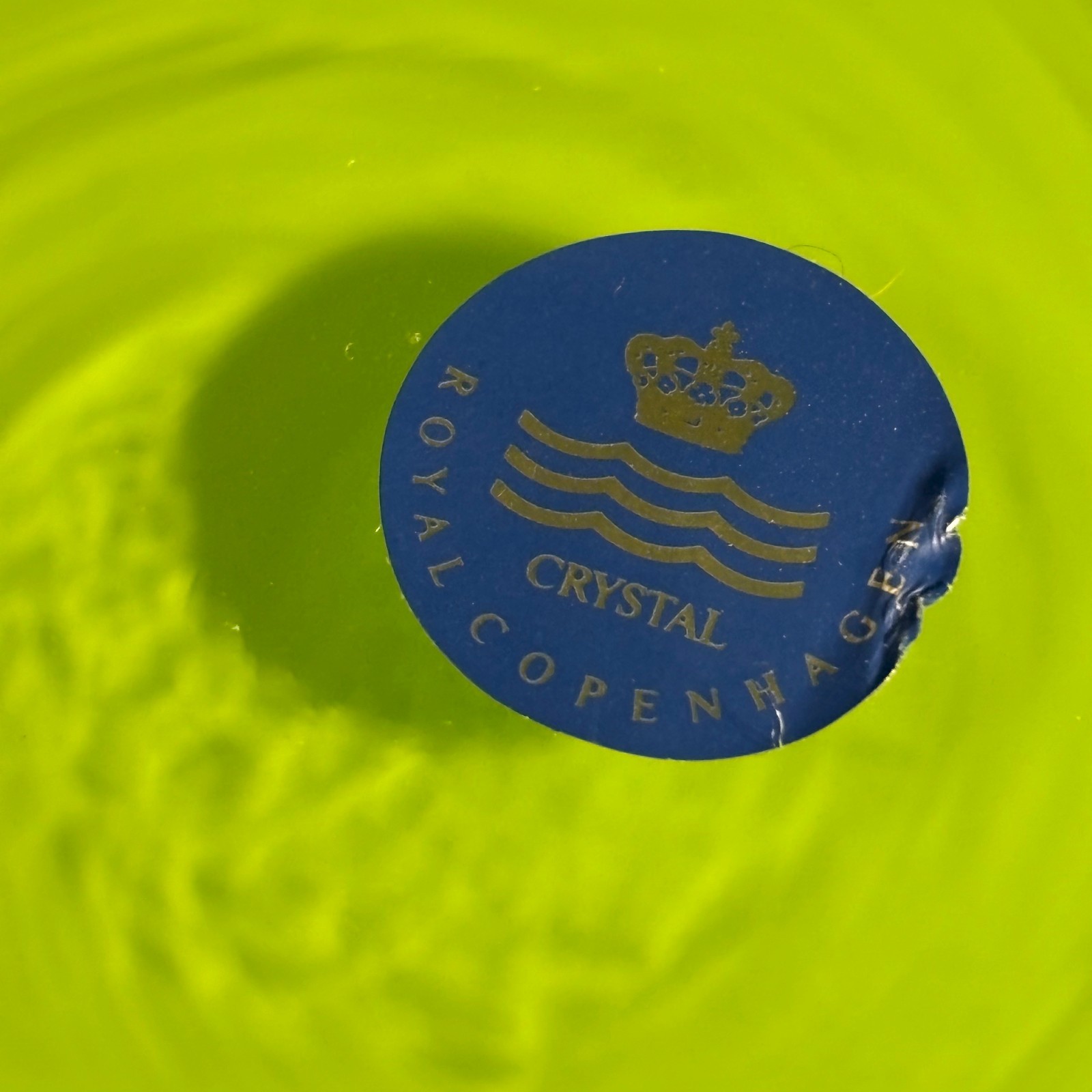 LGE Royal Copenhagen "Quadro" Crystal Bowl - Peter Svarre - Citrus Green