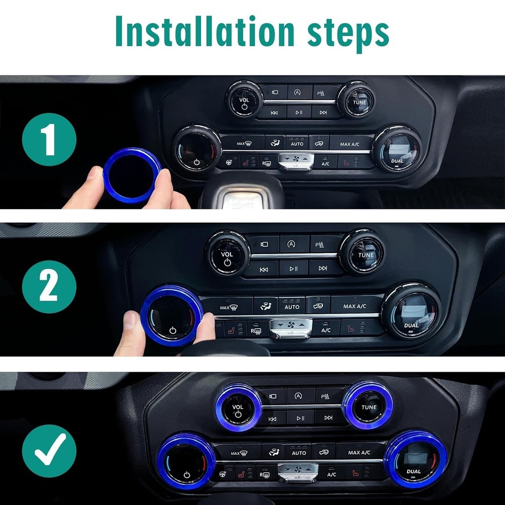 6x Knob Covers for Bronco 21+, Bronco Knob Covers Interior Accessories - Blue