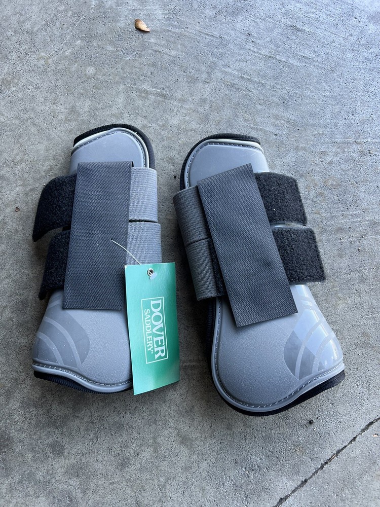 NWT Dover Open Front Tendon Boots, Horse Grey Pair
