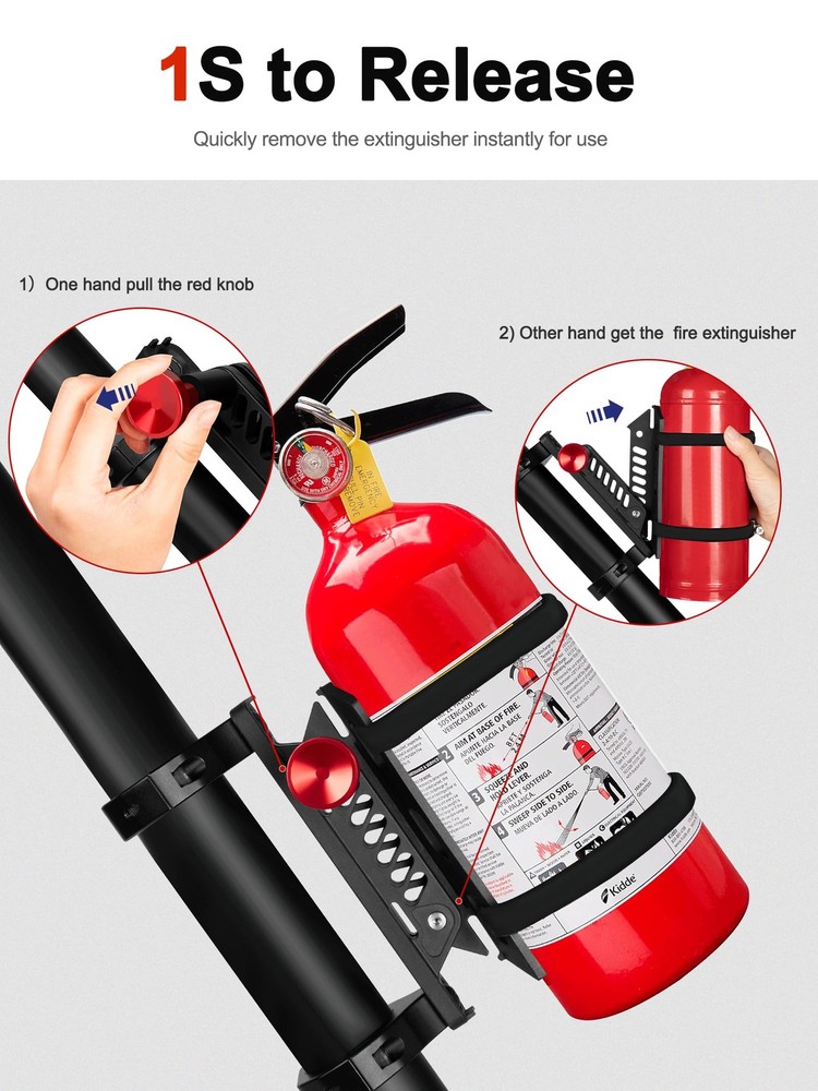 Quick Release UTV Fire Extinguisher Mount Kits, Adjustable Roll 1PC, Black