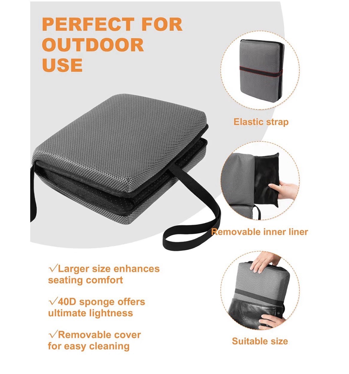 Portable Airplane Seat Cushion Foldable Travel Pad for Flights Office Camping