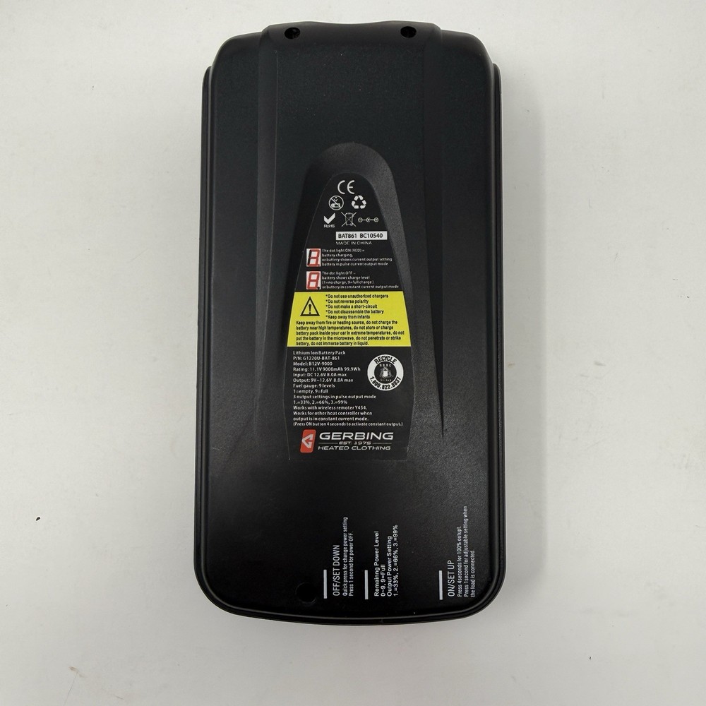 Gerbing 12V 9000mAh Battery Pack with Remote