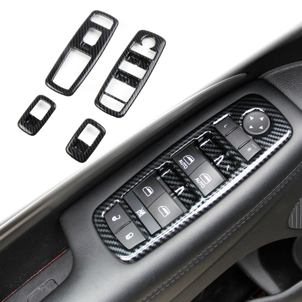 Carbon Fiber Style Window Lift Trim Switch Panel Cover Trim for Dodge Durango