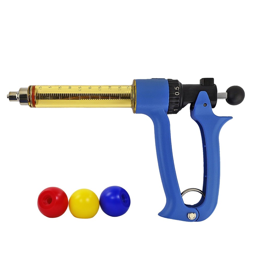 RANCH CHOICE 25ml Livestock Syringe with Colored Piston Knobs Adjustable Repeati