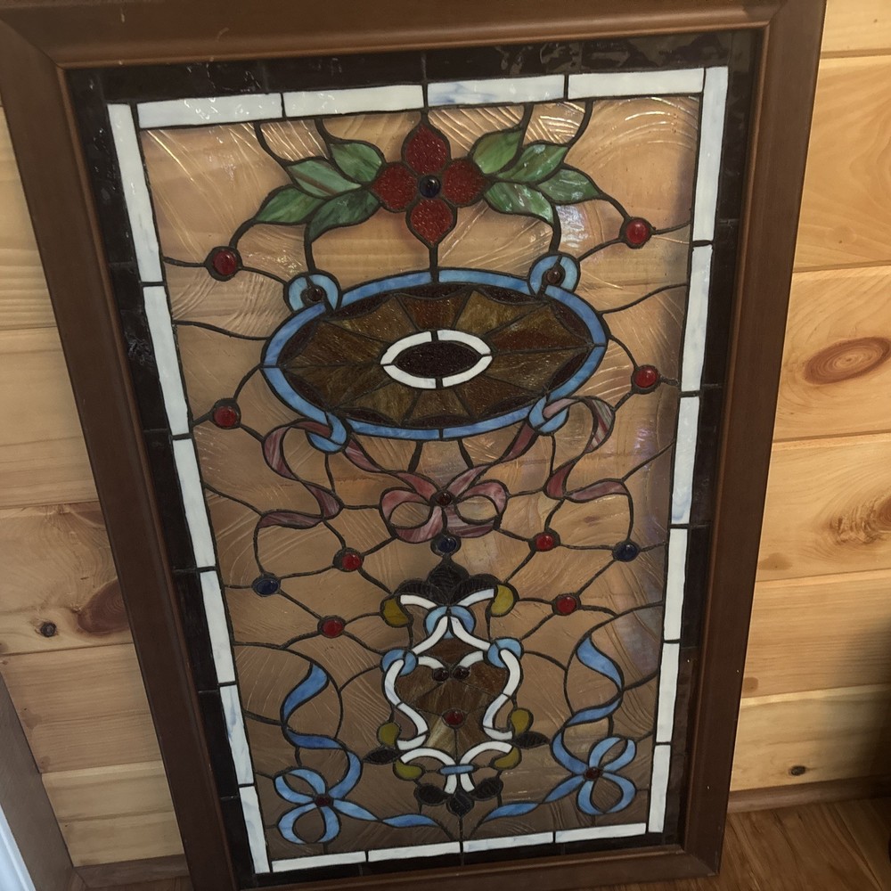 Stained Glass Panel Decorative Art Frame Victorian Design